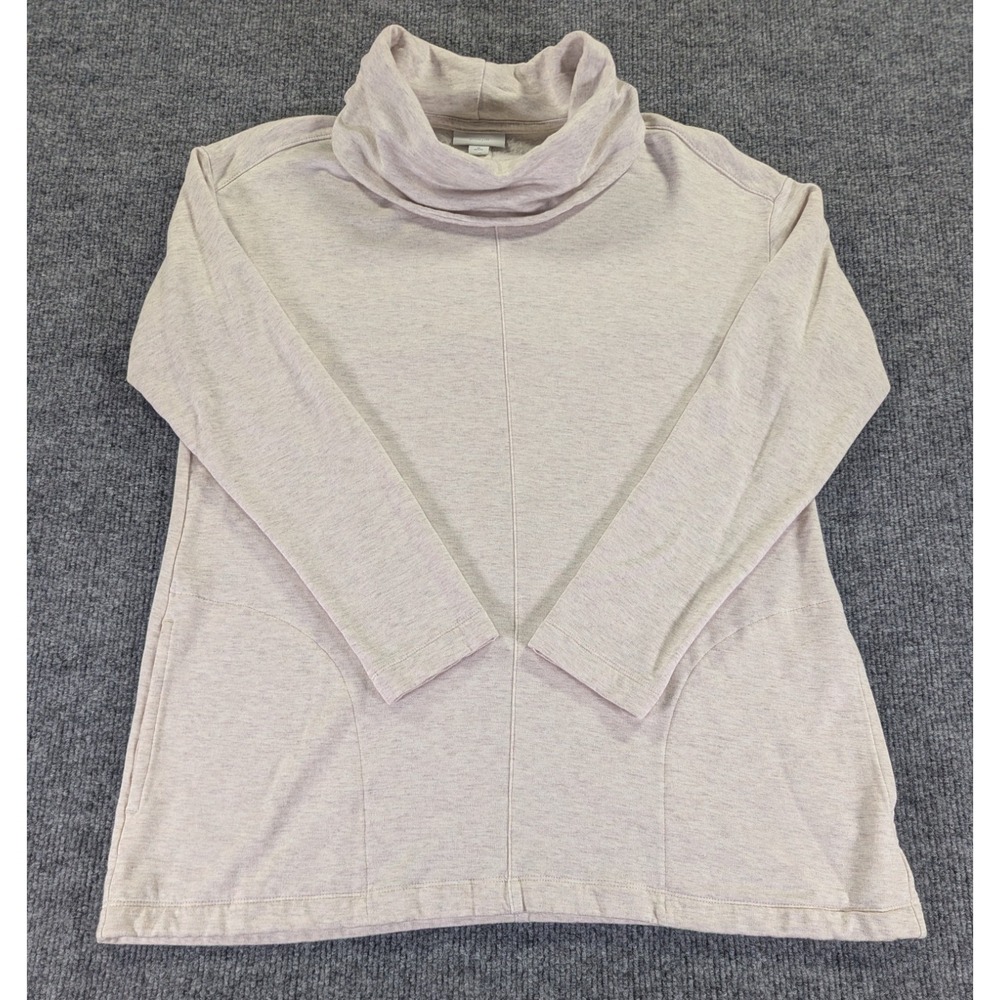 Pure Jill Cowl Neck Sweatshirt Women's Size XS Petite Heather Beige Pockets